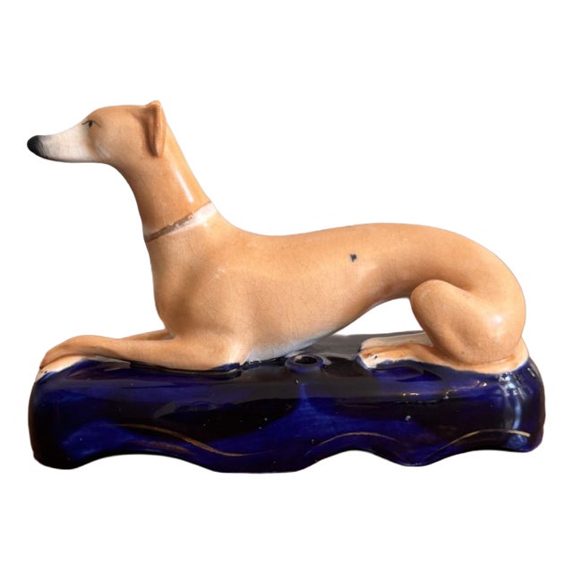 Antique Victorian Staffordshire Greyhound Inkwell, 1860 For Sale