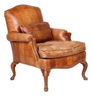 Vintage French Style Leather Pathwork Chair