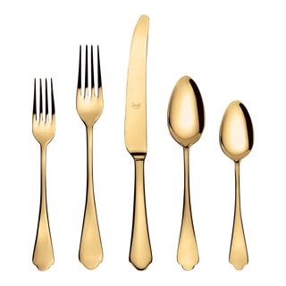 Mepra Dolce Vita 20 Piece Flatware Set, Mirror Oro For Sale