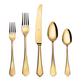 Mepra Dolce Vita 20 Piece Flatware Set, Mirror Oro For Sale