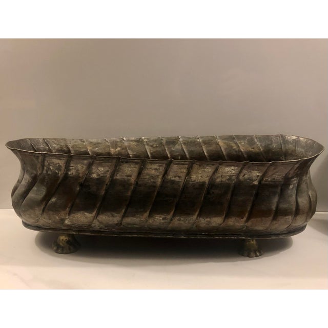 1960s Oblong Copper Planter With Brass Claw Feet For Sale - Image 9 of 11