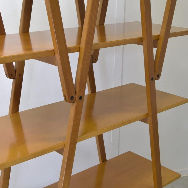 Tan Bookcase in Beech with Matt Finish by Vico Magistretti for Cassina, 1980s For Sale - Image 8 of 11