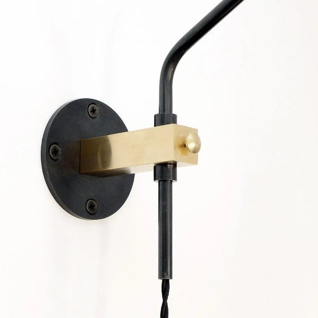 Contemporary Minimalist Modern Brass & Oxidized Steel Potence Wall Lamp from Balance Lamp For Sale - Image 3 of 7