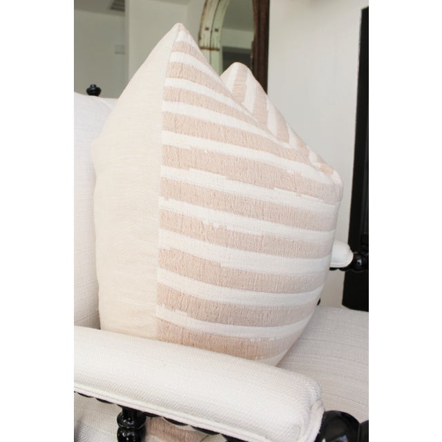 European Stripe Natural/Taupe Pillow 24" X 24" Feather Down Insert