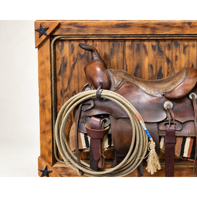 Vintage Western Saddle Framed Wall Art With Lasso & Saddle Blanket For Sale - Image 4 of 6