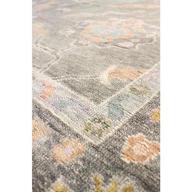 Traditional Pasargad Home Oushak Silver Wool Area Rug- 9'11'' X 13' 9'' For Sale - Image 3 of 6