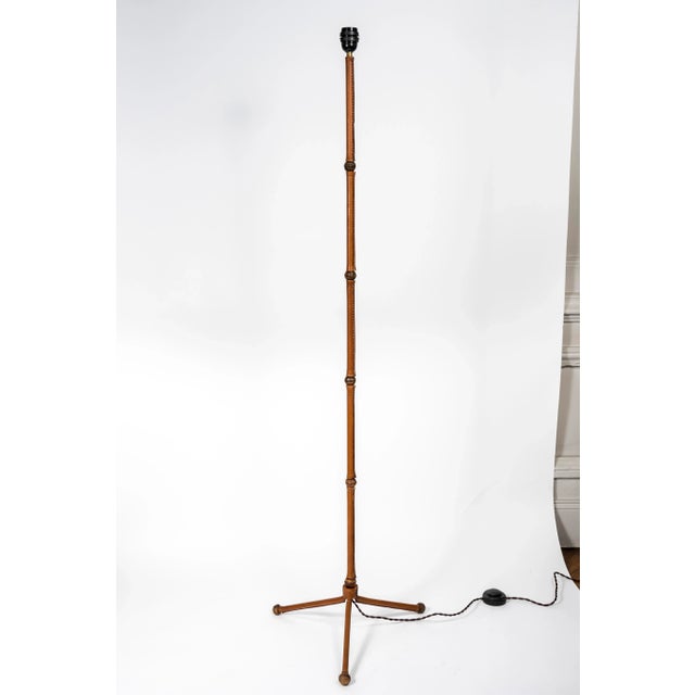 Animal Skin Leather Floor Lamp by Jacques Adnet, 1950s For Sale - Image 7 of 9