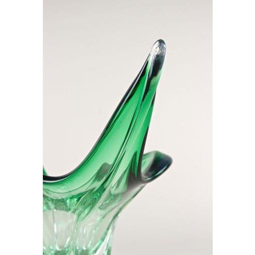Mid-Century Modern Murano Glass Bowl in Green & Clear Tones, Italy, 1960s For Sale - Image 14 of 17