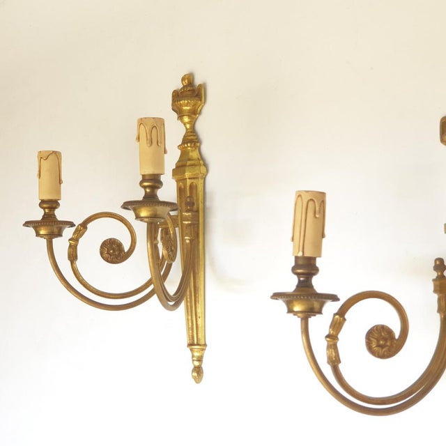 Louis XVI Style Bronze Wall Sconces, France, 1960s, Set of 2 For Sale - Image 12 of 13