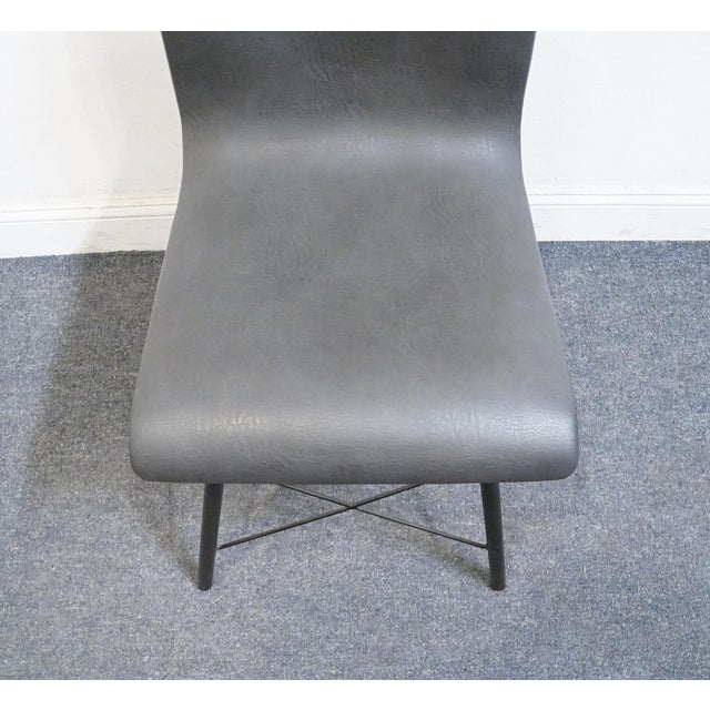 Early 21st Century Four Hands Furniture Irondale Diaw Collection Industrial Modern Style Faux Black Leather Dining Side Chair W. Waxed Iron Legs For Sale - Image 5 of 8