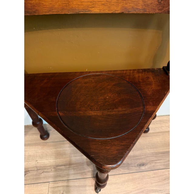 Antique Patented Sliding Seat Mahogany Triangular Corner Chair With Turned Legs and Brass Castor For Sale - Image 12 of 15