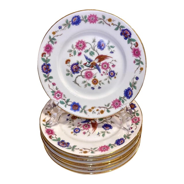 French Limoges Bird of Paradise Plates - 6 1/4" For Sale