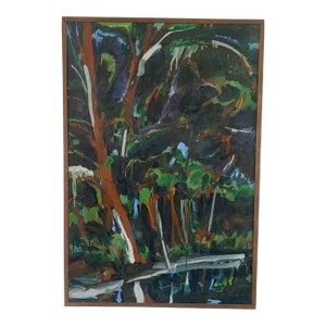 Michael Ross "Jungle No2" Abstract Landscape Oil on Canvas Painting, 1976