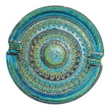 Large Mid Century Aldo Londi Bitossi Ceramic 9 ½ in Ashtray Rimini Blue 1960’s For Sale