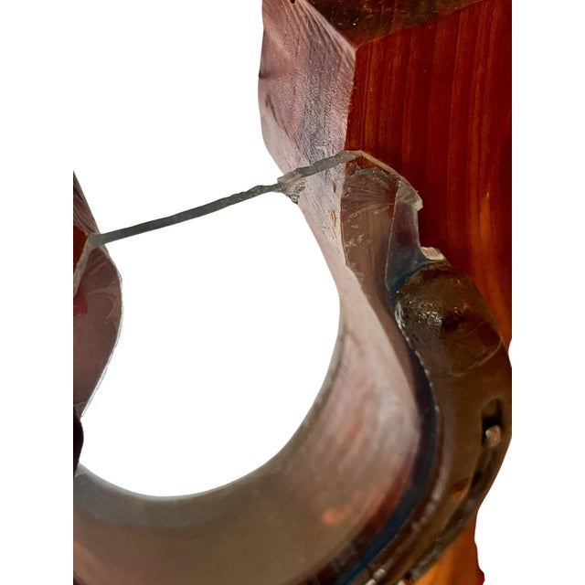 Vintage Western Folk Art Cowboy Boot Coin Bank With Horseshoe & Brass Bell – Handcrafted Rustic For Sale - Image 6 of 11