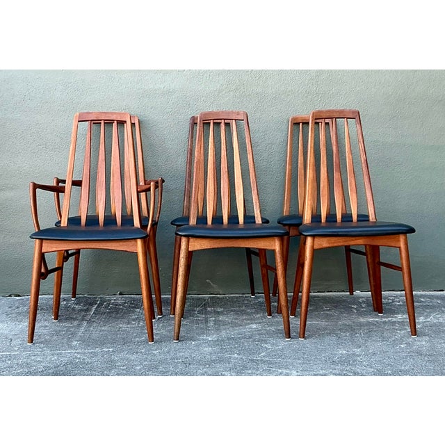Brown Vintage MCM Niels Koefoed Teak “Eva” Dining Chairs - Set of 6 For Sale - Image 8 of 12