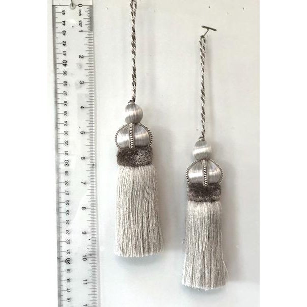 2010s Silver Key Tassels With Cut Ruche - a Pair For Sale - Image 5 of 12