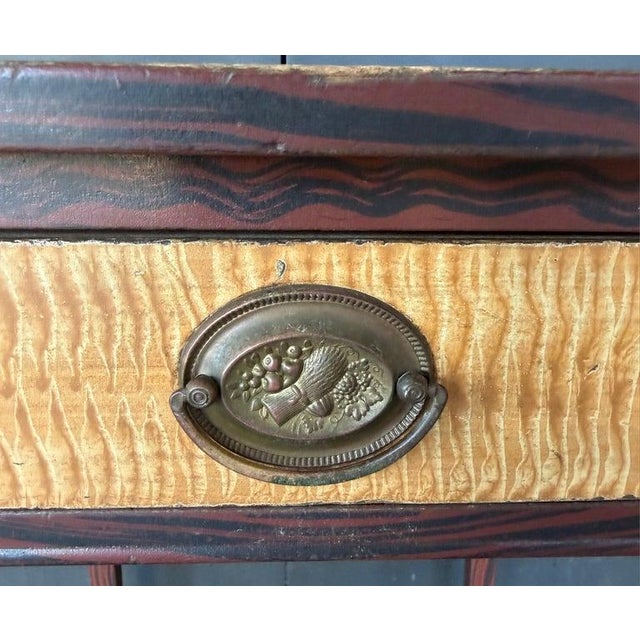 Folk Art Signed Birds Eye Maple Side Table For Sale - Image 3 of 6