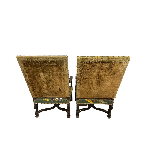 18th C. French Baroque Needlepoint Armchairs - A Pair For Sale - Image 11 of 15