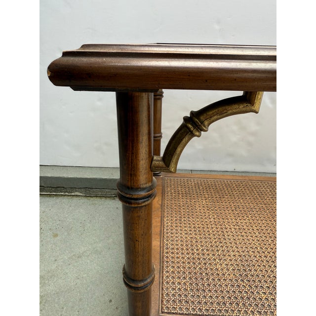 Mid-Century Modern Lane Faux Bamboo Side Tables With Caned Shelf - A Pair For Sale - Image 3 of 10