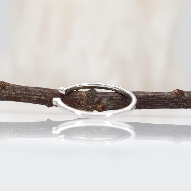 Silver Open Band Stackable Diamond Ring With Natural Diamond Accents in Solid 14k Gold, Size 6.75 For Sale - Image 8 of 8