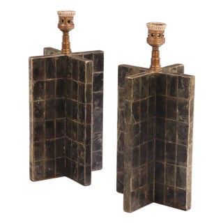 Mica Veneered Table Lamps, in the Manner of Jean-Michel Frank - a Pair For Sale