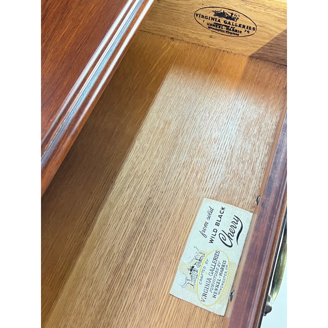 Late 20th Century Henkel Harris Virginia Galleries Solid Wild Black Cherry Triple Dresser For Sale - Image 6 of 18