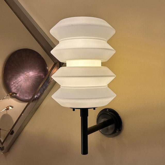 Metal Large Wall Lights in Opaline Glass from Raak, 1960s, Set of 2 For Sale - Image 7 of 13