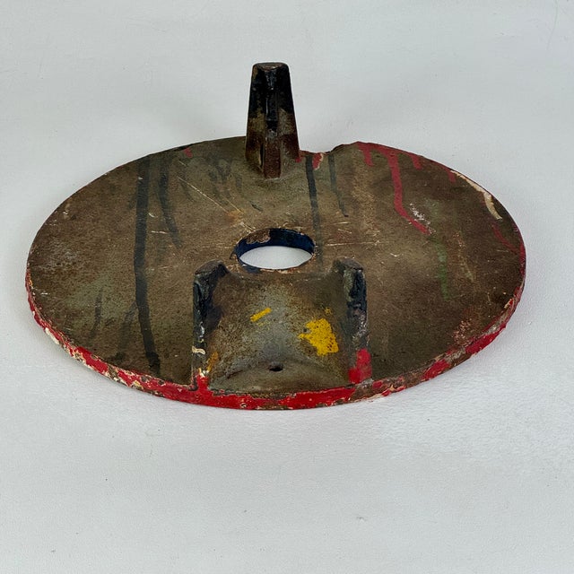Red Rare Early 20th Century Bullseye Cast Iron Shooting Target With Old Paint, Fairground Carnival For Sale - Image 8 of 10