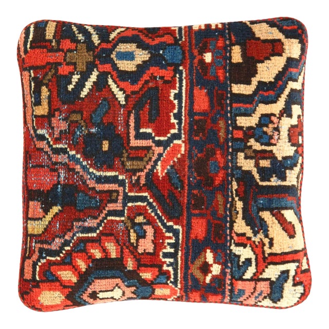 Pasargad DC Pasargad Vintage Hand Knotted Farahan Rug Pillow For Sale