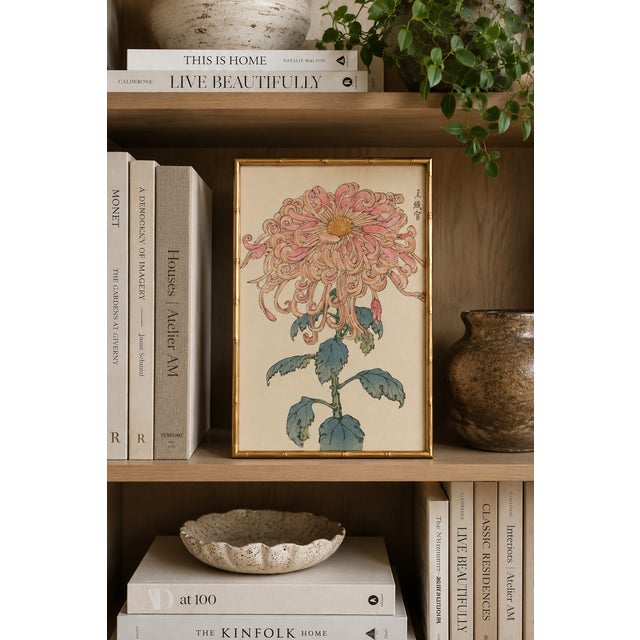 Paper Pink Floral Giclee, Vintage Japanese Botanical Art Print, 8" X 12" For Sale - Image 7 of 8