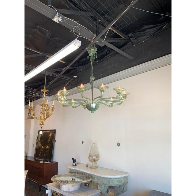 Glass Modern Custom Made Murano Glass Chandelier With 12-Light For Sale - Image 7 of 7