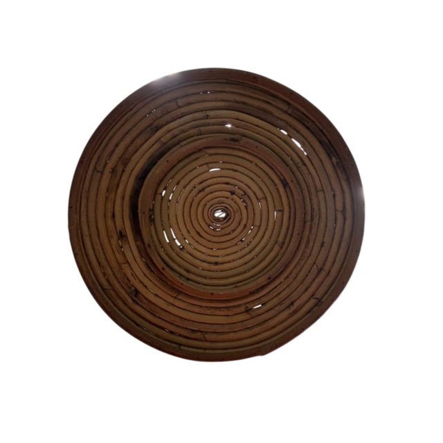 Vintage Woven Rattan & Glass Hurricane Candle Holder For Sale In West Palm - Image 6 of 12
