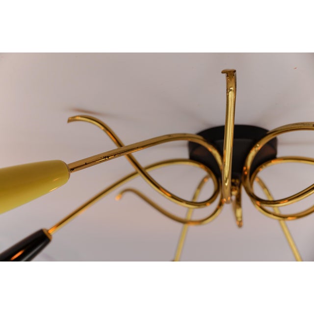 Black Mid-Century Modern Brass 6-Armed Sputnik Lamp, 1950s For Sale - Image 8 of 18