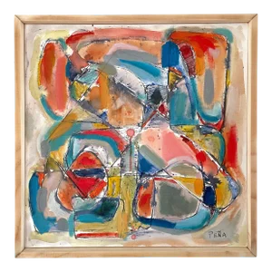 Framed Abstract Acrylic on Canvas by Francisco Peña