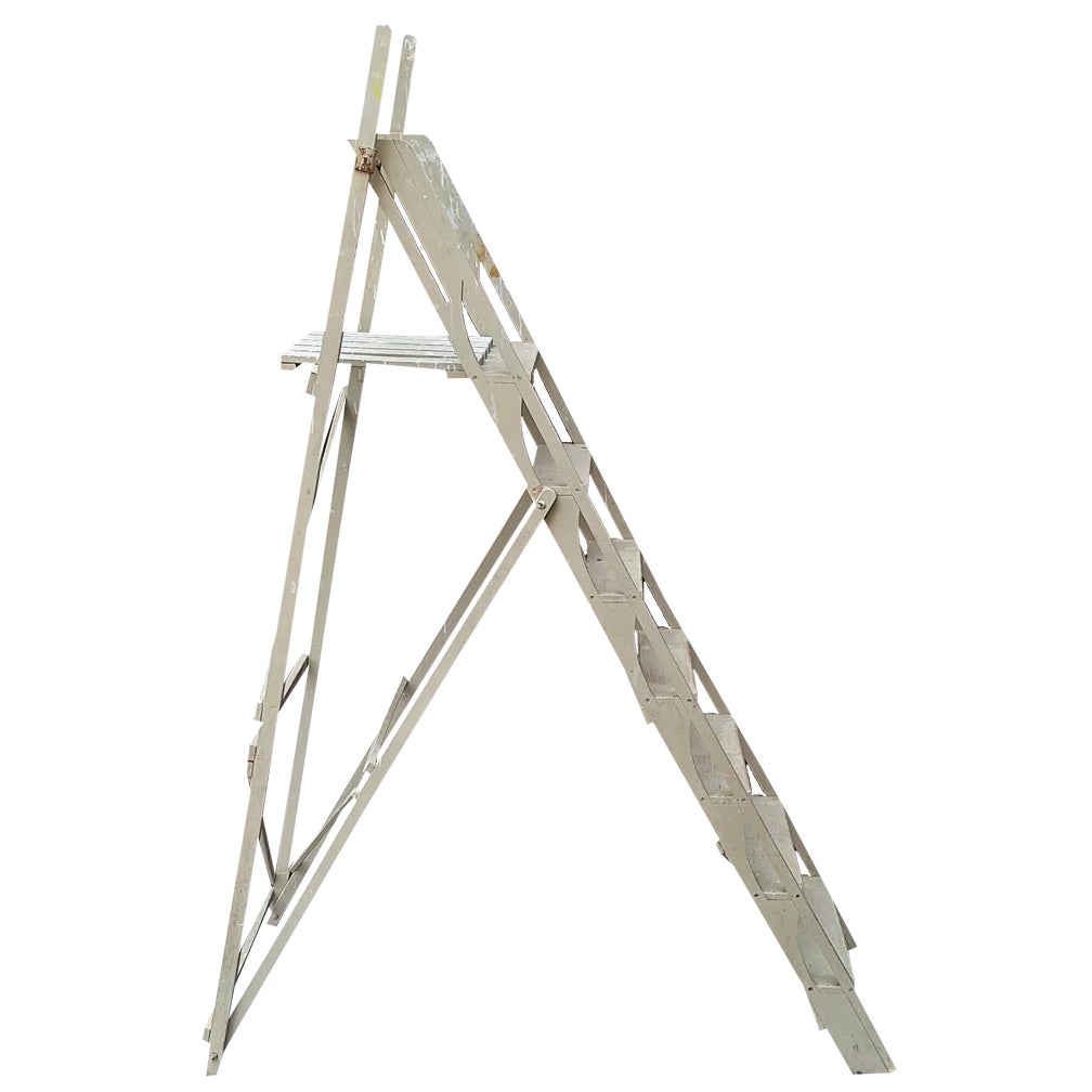 Mid-Century Folding Platform Ladder in Gray Lacquered Beech Wood, 1960s ...