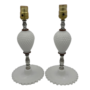 Pair of Vintage Boudoir Milk Glass Lamps