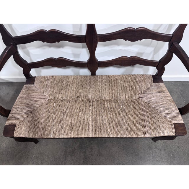 1960s 1960s French Country Natural Rush Bench For Sale - Image 5 of 9