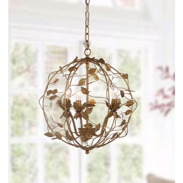 Austen Gold Leaf Cage Chandelier - Gold For Sale - Image 4 of 5