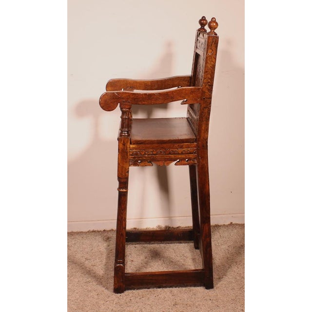 High Period Children's Chair in Oak, 17th Century For Sale - Image 4 of 12