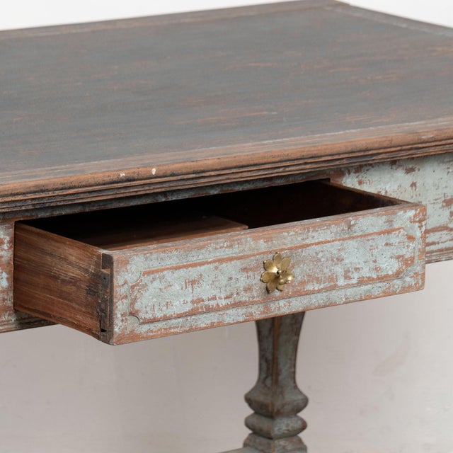 19th Century Danish Blue and Black Baroque Writing Table Console For Sale - Image 14 of 18