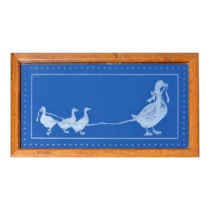Vintage Mirror With Etched Image of a Duck or Goose Family