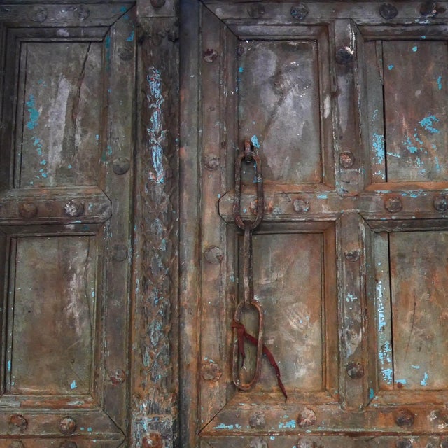 Antique Early 19th Century Traditional Afghan Teak Doors, Set of 2 For Sale - Image 9 of 14