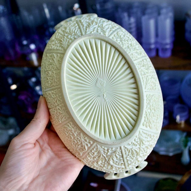 Victorian Sowerby & Co. Ellison Glass Works Patent Ivory Queens Ware – Uranium Glass Serving Dish, 1879 For Sale - Image 3 of 8