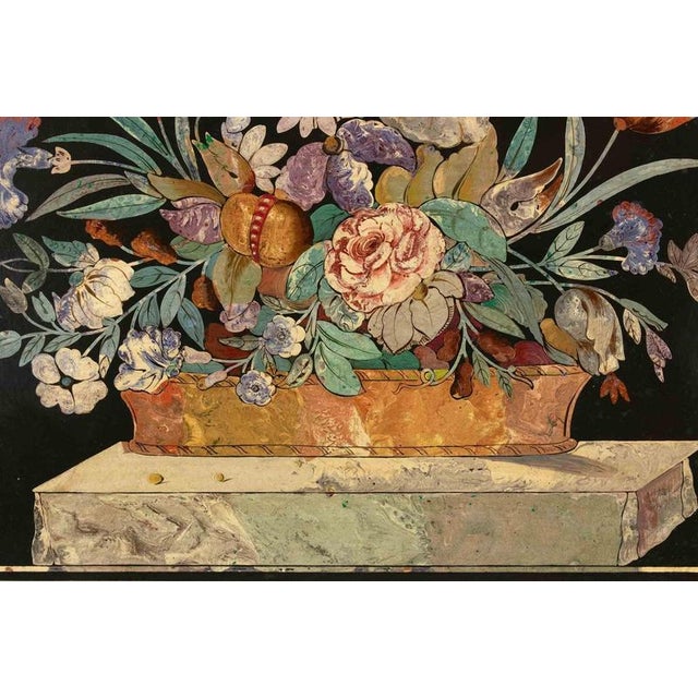 Modern Unknown, Flower Painting in Scagliola, Late 19th Century, Mixed Media, Framed For Sale - Image 3 of 4