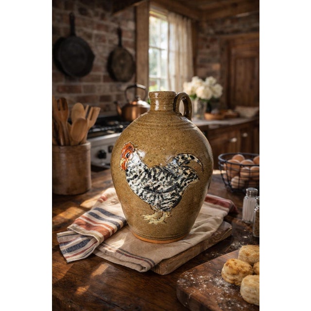 Signed Lisk Studio Pottery Rooster Jug | Southern Folk Art Stoneware For Sale - Image 10 of 10