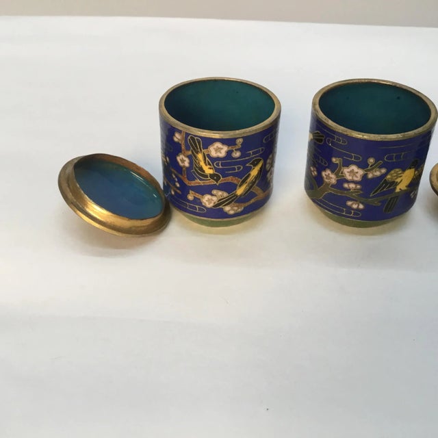 1920s Miniature Chinese Cloisonné Lidded Jars - a Pair For Sale - Image 5 of 8