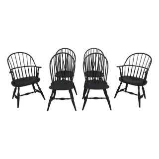 Set of 6 Black Sue Dick Windsor Dining Room Chairs For Sale