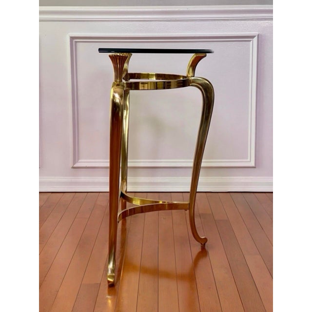 1970s 1970s Regency Demilune Solid Brass and Glass Console Table For Sale - Image 5 of 15