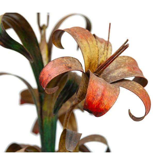 1950s Italian Tole Lilly 5 Light Chandelier For Sale - Image 9 of 11